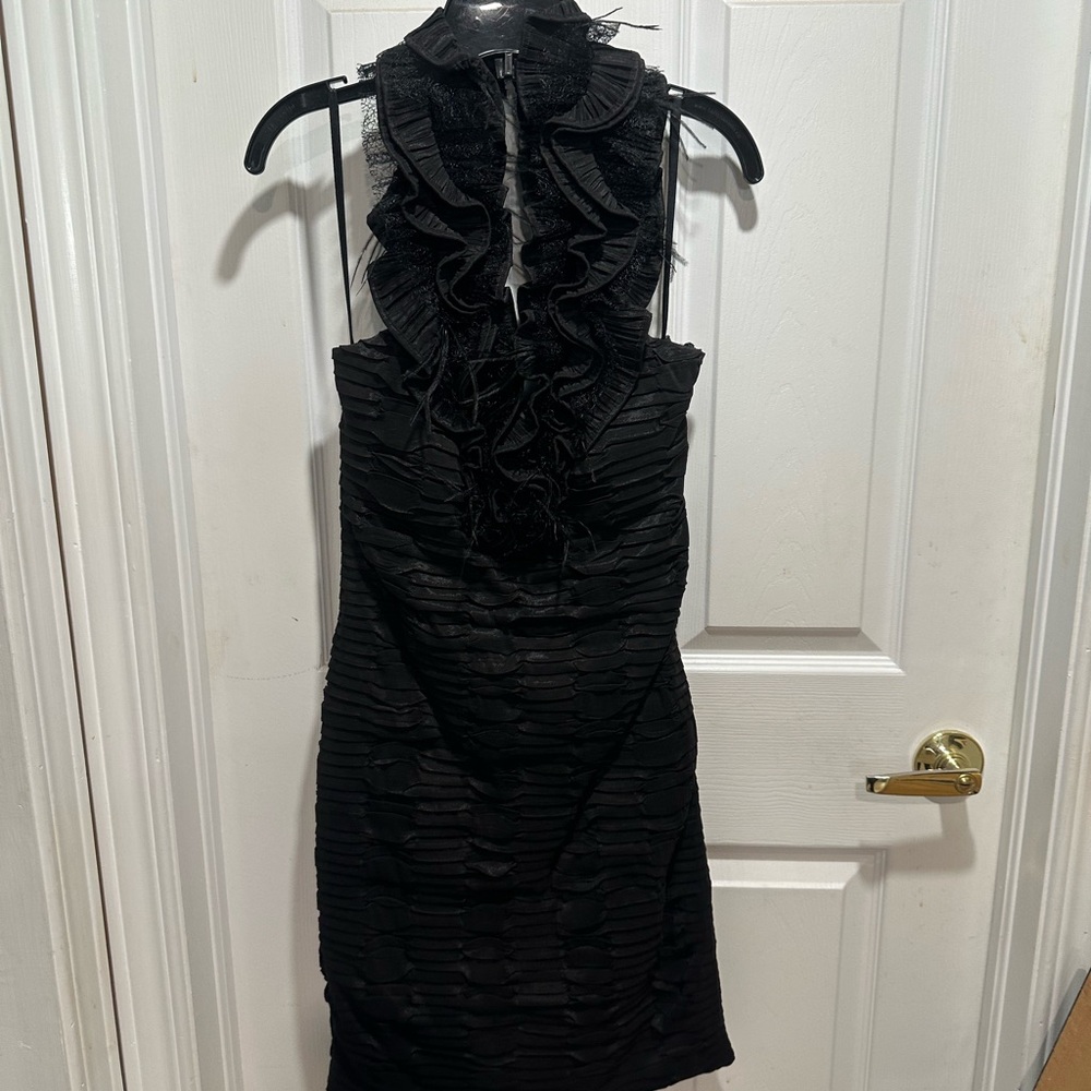 Le Chateau Black Textured Mini Dress